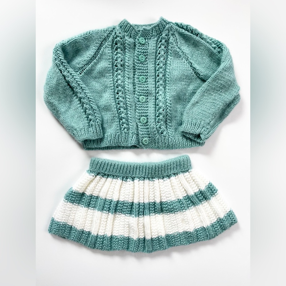 Kids Teal and White Knitted Matching Set
